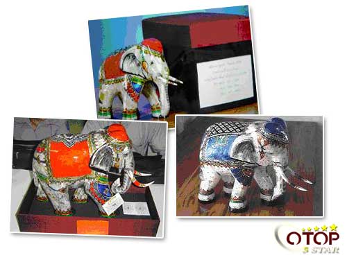 Mother-of-Pearl Elephant Model